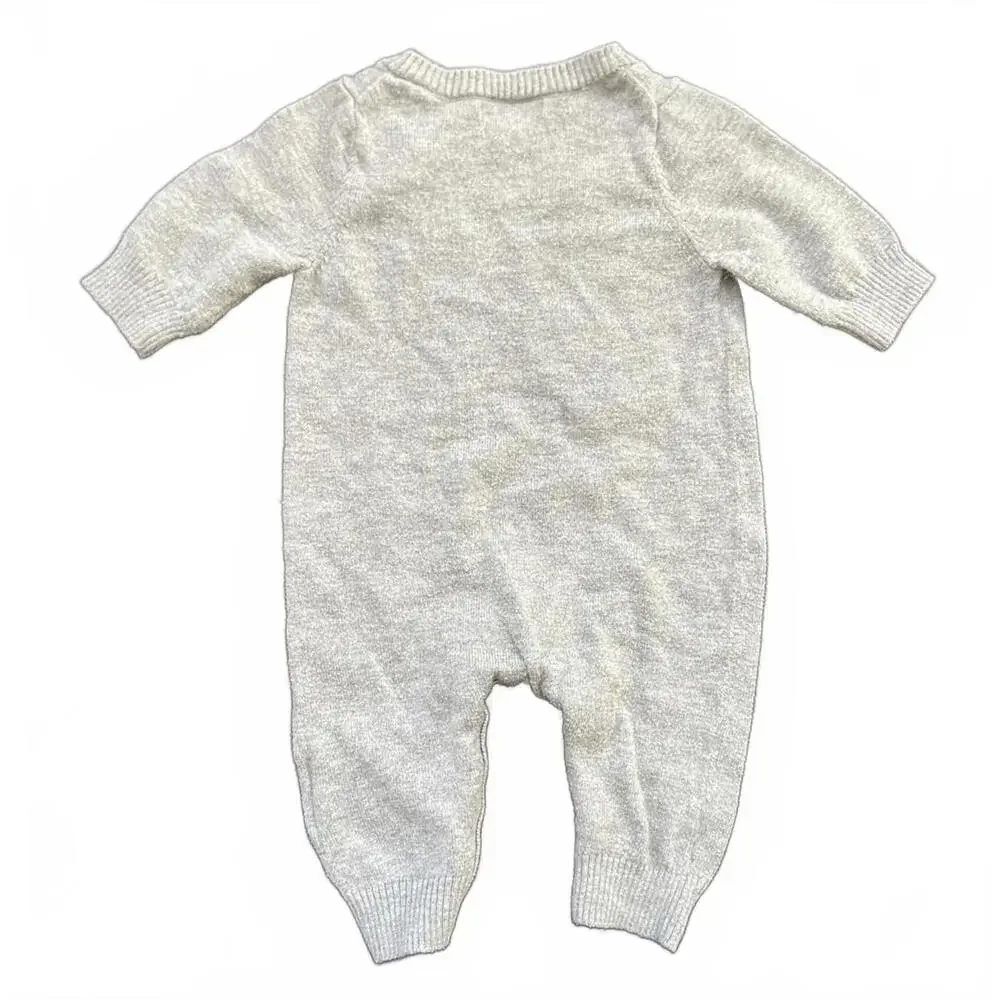 babyGap One-Piece Romper Gray Whale Scarf Knit Sweater Jumpsuit 0-3 Months